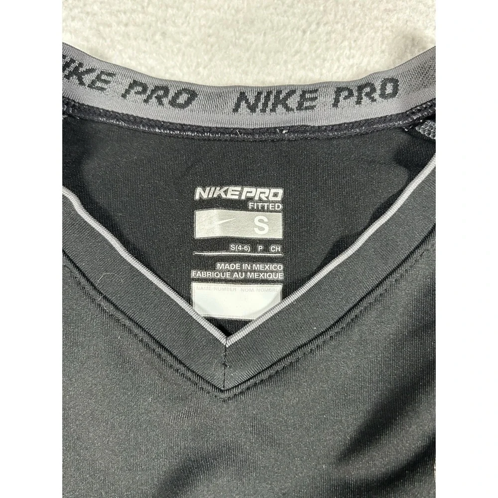 Nike Pro Fitted Top Womens V Neck Small‎ Black T Shirt Performance Active